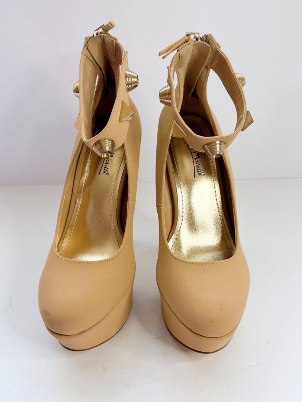 Used Anne Michelle Tan Platform High Heels Size 7.5
